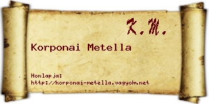 Korponai Metella névjegykártya